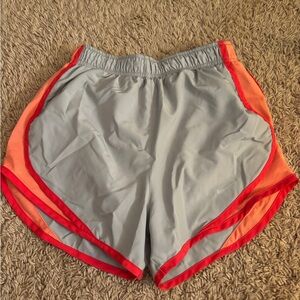 NIKE Women's Gray and Orange Athletic Shorts
